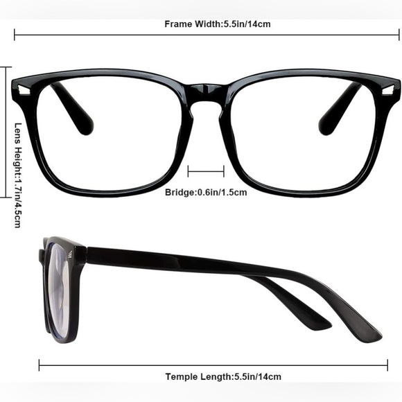 Square Lens Glasses Women Mens Non-Prescription Eyeglasses Blue Blockers - Clear - Picture 8 of 8
